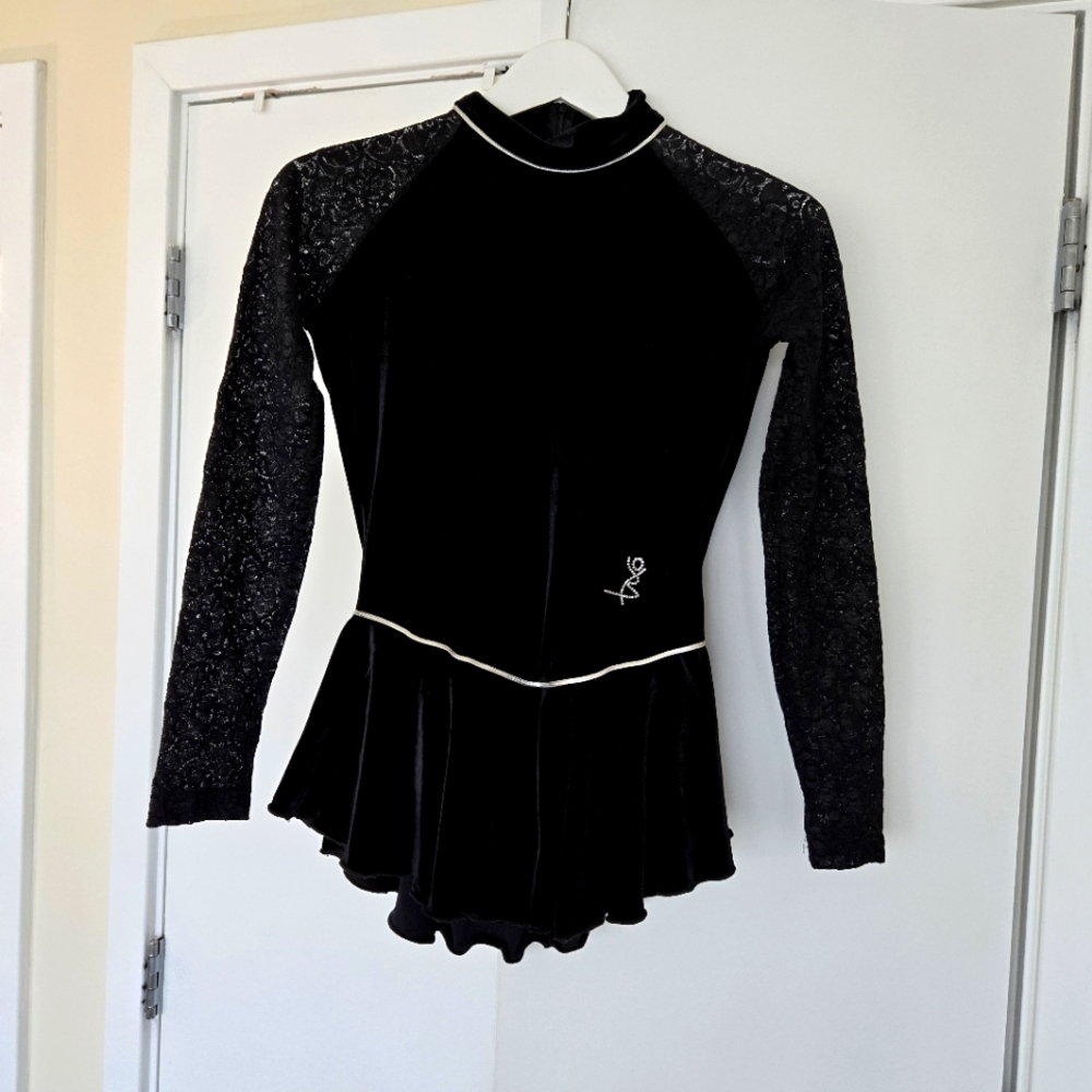 Skater Velvet Dress with Lace Sleeves